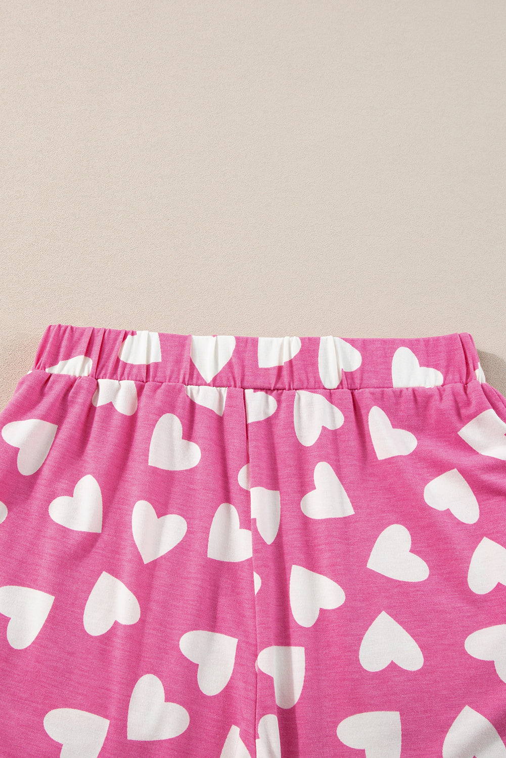 Pink Valentine Heart Shape Print Long Sleeve Top Shorts Lounge Set Short Sets JT's Designer Fashion
