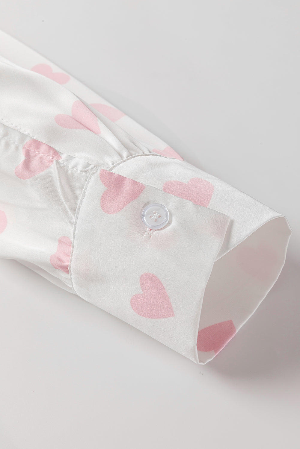 White Love Heart Print Drop Shoulder Puff Sleeve Shirt Blouses & Shirts JT's Designer Fashion