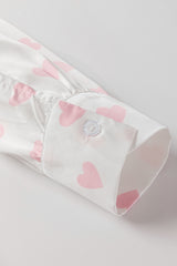 White Love Heart Print Drop Shoulder Puff Sleeve Shirt Blouses & Shirts JT's Designer Fashion