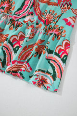 Green Abstract Print Smocked Bodice Knotted Straps Ruffled Long Dress Maxi Dresses JT's Designer Fashion