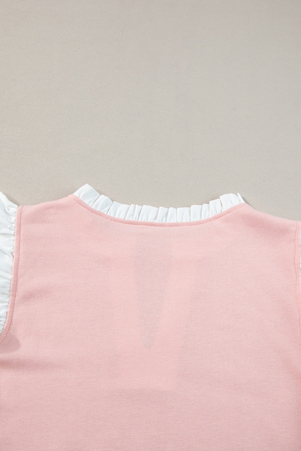 Light Pink Contrast Trim Ruffled Top and Drawstring Shorts Set Short Sets JT's Designer Fashion