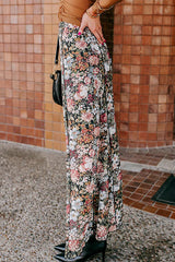 Brown Floral Print High Waist Maxi Skirt Skirts & Petticoat JT's Designer Fashion