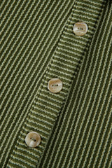 Moss Green Corded Buttons Placket Drop Shoulder Collared Shift Dress Mini Dresses JT's Designer Fashion