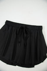 Black Drawstring High Waist Lined Tennis Skorts Skirts & Petticoat JT's Designer Fashion