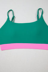 Sea Green Contrast Trim Colorblock Patchwork High Waisted Bikini High Waisted Swimsuit JT's Designer Fashion