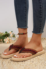 Fiery Red Woven Strap Flat Flip Flops Slippers JT's Designer Fashion