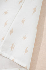 Beige Western Aztec Print Pleated Square Neck Loose Mini Dress Mini Dresses JT's Designer Fashion