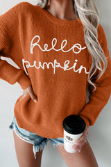 Flamingo Hello Pumpkin Graphic Sweater Sweaters JT's Designer Fashion