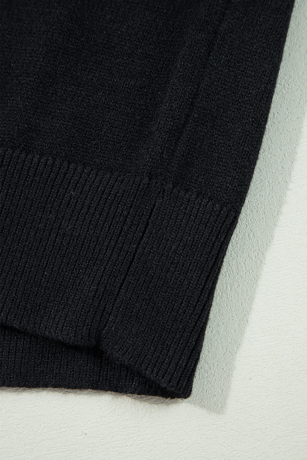 Black Boo Knitted Pattern Ribbed Edge Drop Shoulder Sweater Sweaters JT's Designer Fashion