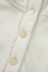 White Fleece Placket Turn-down Collar Drop Shoulder Sweatshirt Sweatshirts & Hoodies JT's Designer Fashion