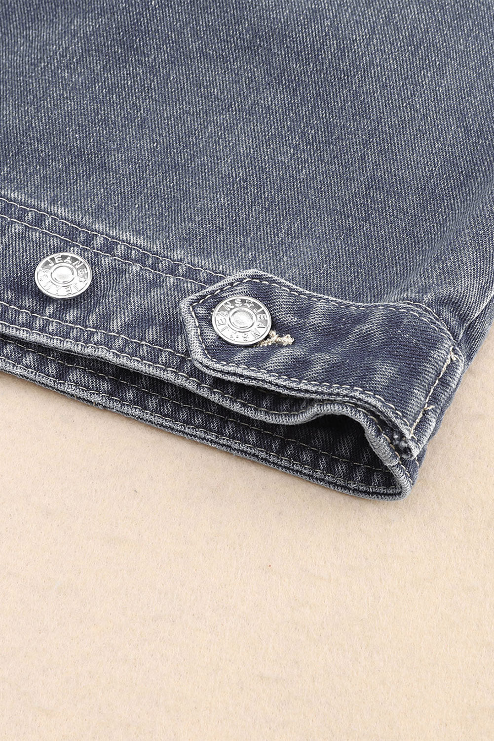 Gray Chest Pockets Drop Shoulder Loose Denim Jacket Denim Jackets JT's Designer Fashion
