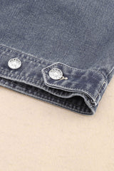 Gray Chest Pockets Drop Shoulder Loose Denim Jacket Denim Jackets JT's Designer Fashion