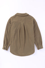 Turn Down Collar Buttoned Shirt Jacket Jackets JT's Designer Fashion