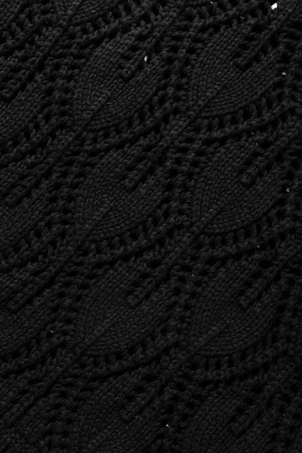 Black Crochet Knit Ribbed Hem Hollow-out Sweater Sweaters JT's Designer Fashion