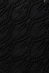 Black Crochet Knit Ribbed Hem Hollow-out Sweater Sweaters JT's Designer Fashion