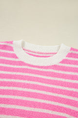 Multicolour Color Block Striped Patchwork Dolman Sleeve Slit Sweater Sweaters JT's Designer Fashion