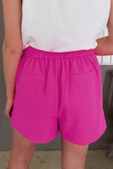 Sachet Pink Half Elastic Waist Casual Pocketed Shorts Casual Shorts JT's Designer Fashion
