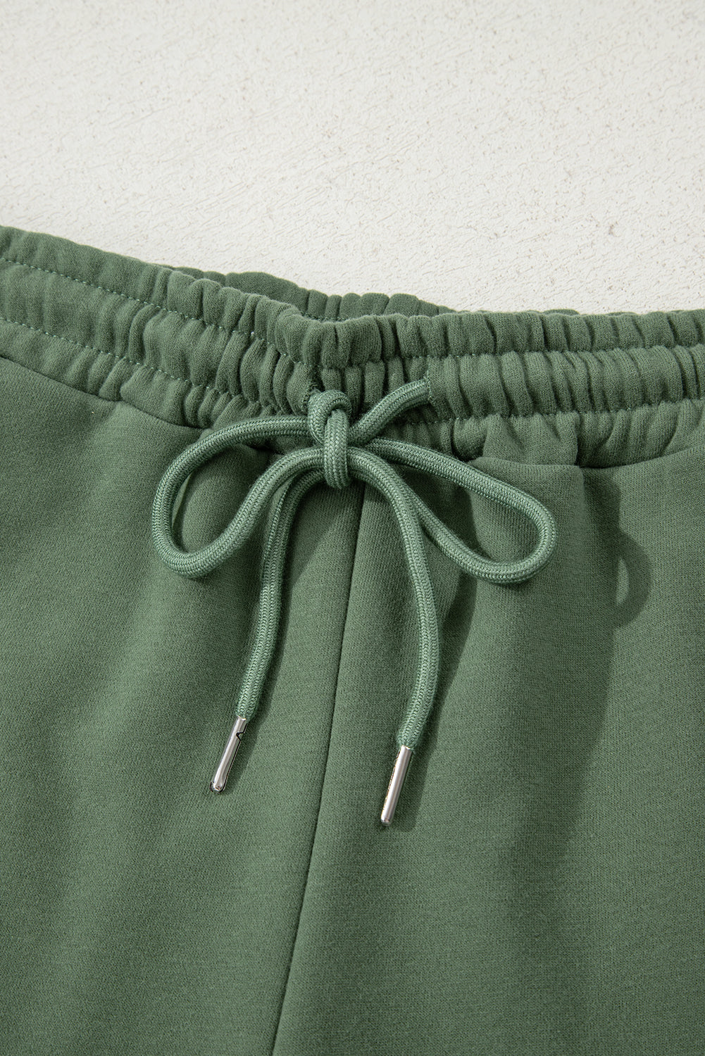 Mist Green Button Drawstring Hooded Pullover and Casual Short Set Short Sets JT's Designer Fashion