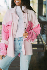 Delicacy Two-tone Color Exposed Seam Corduroy Shacket Delicacy 100%Cotton Jackets JT's Designer Fashion