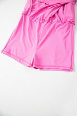 Sachet Pink Plain Sleeveless Loop Drawstring Cinched Waist Romper Jumpsuits & Rompers JT's Designer Fashion