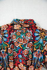 Multicolour Floral Puff Short Sleeve Shirt Mini Dress Mini Dresses JT's Designer Fashion