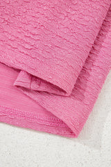 Pink Textured V Neck T Shirt and Shorts Set Short Sets JT's Designer Fashion