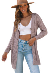 Purple Hollow-out Openwork Knit Cardigan Cardigans JT's Designer Fashion