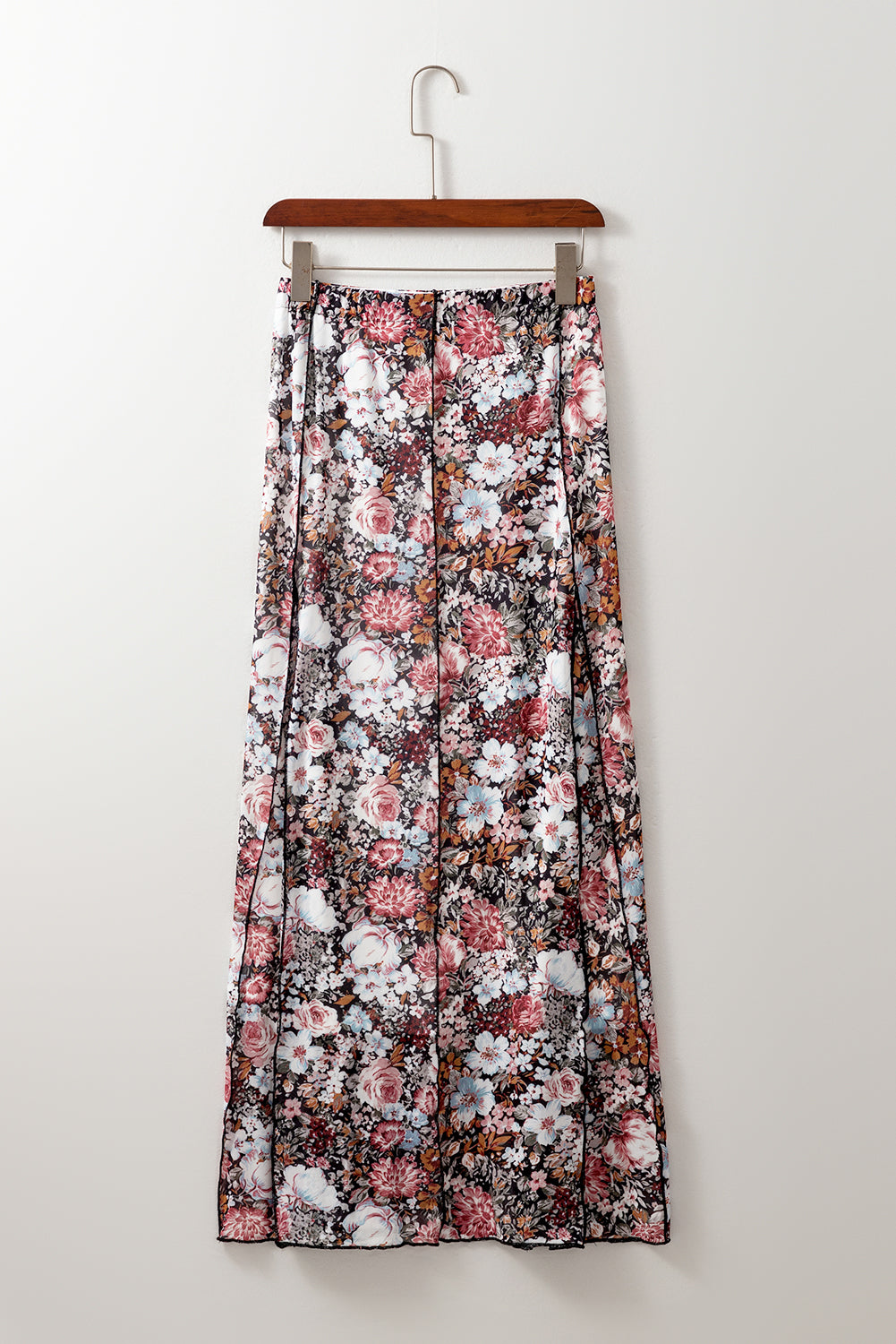Brown Floral Print High Waist Maxi Skirt Skirts & Petticoat JT's Designer Fashion