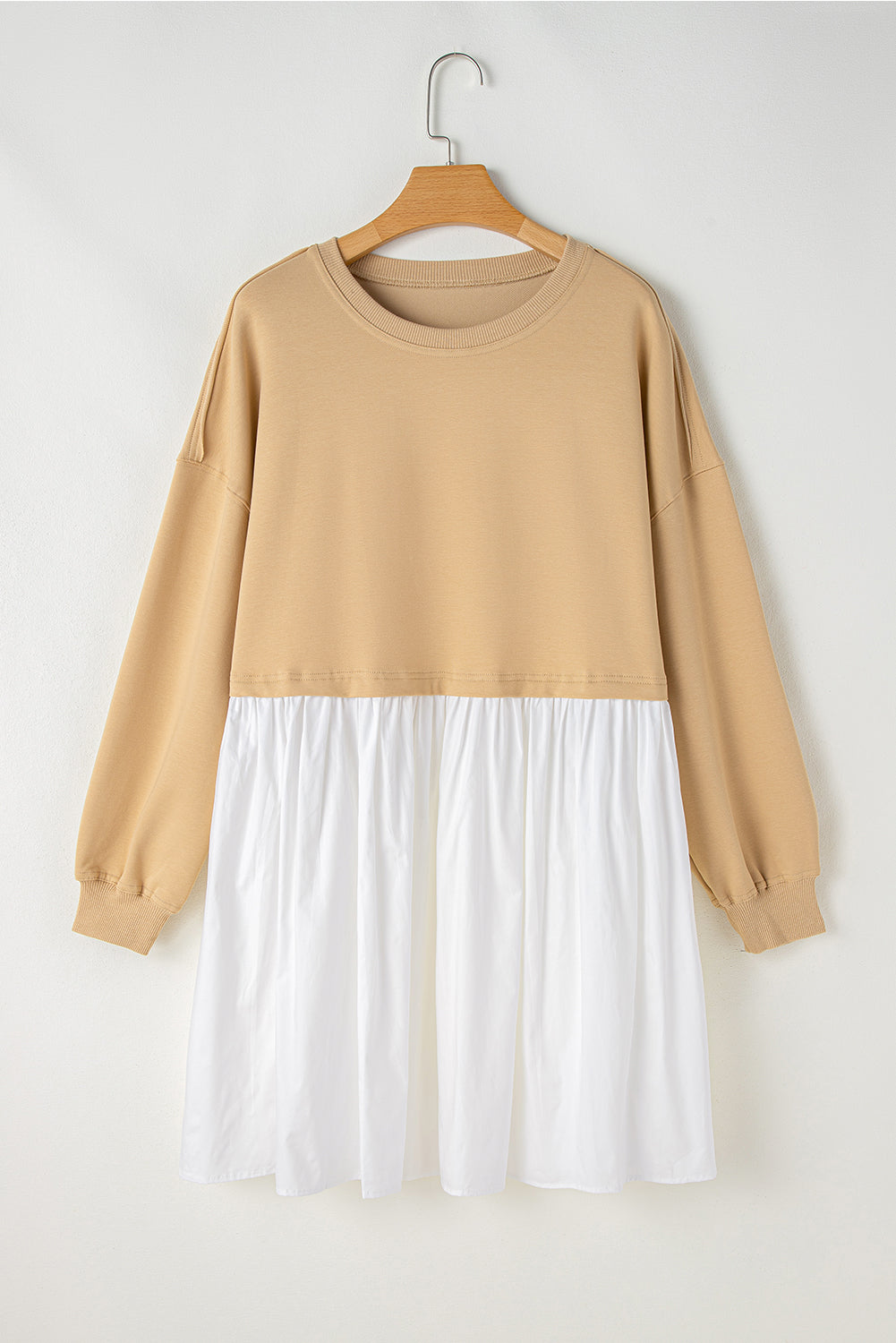 Apricot Color Block Patchwork Ruffled Plus Size Mini Dress Plus Size Mini Dresses JT's Designer Fashion