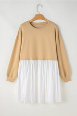 Apricot Color Block Patchwork Ruffled Plus Size Mini Dress Plus Size Mini Dresses JT's Designer Fashion