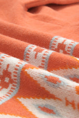 Orange Printed Aztec Print Open Front Knitted Cardigan Sweaters & Cardigans JT's Designer Fashion