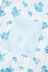 Sky Blue Floral Striped Print Contrast Patched Pocket Shirt and Shorts Set Short Sets JT's Designer Fashion
