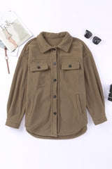 Turn Down Collar Buttoned Shirt Jacket Jackets JT's Designer Fashion