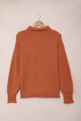 Orange Oversized Chunky Batwing Long Sleeve Turtleneck Sweater Sweaters & Cardigans JT's Designer Fashion
