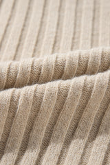 Khaki Cable Knit Colorblock Crew Neck Drop Shoulder Sweater Sweaters JT's Designer Fashion
