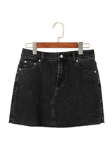 Carbon Grey Mineral Wash Ripped Raw Hem Denim Mini Skirt Skirts & Petticoat JT's Designer Fashion