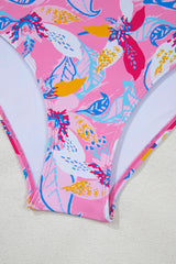 Pink Floral Printed Halter Neck High Waist Bikini High Waisted Swimsuit JT's Designer Fashion