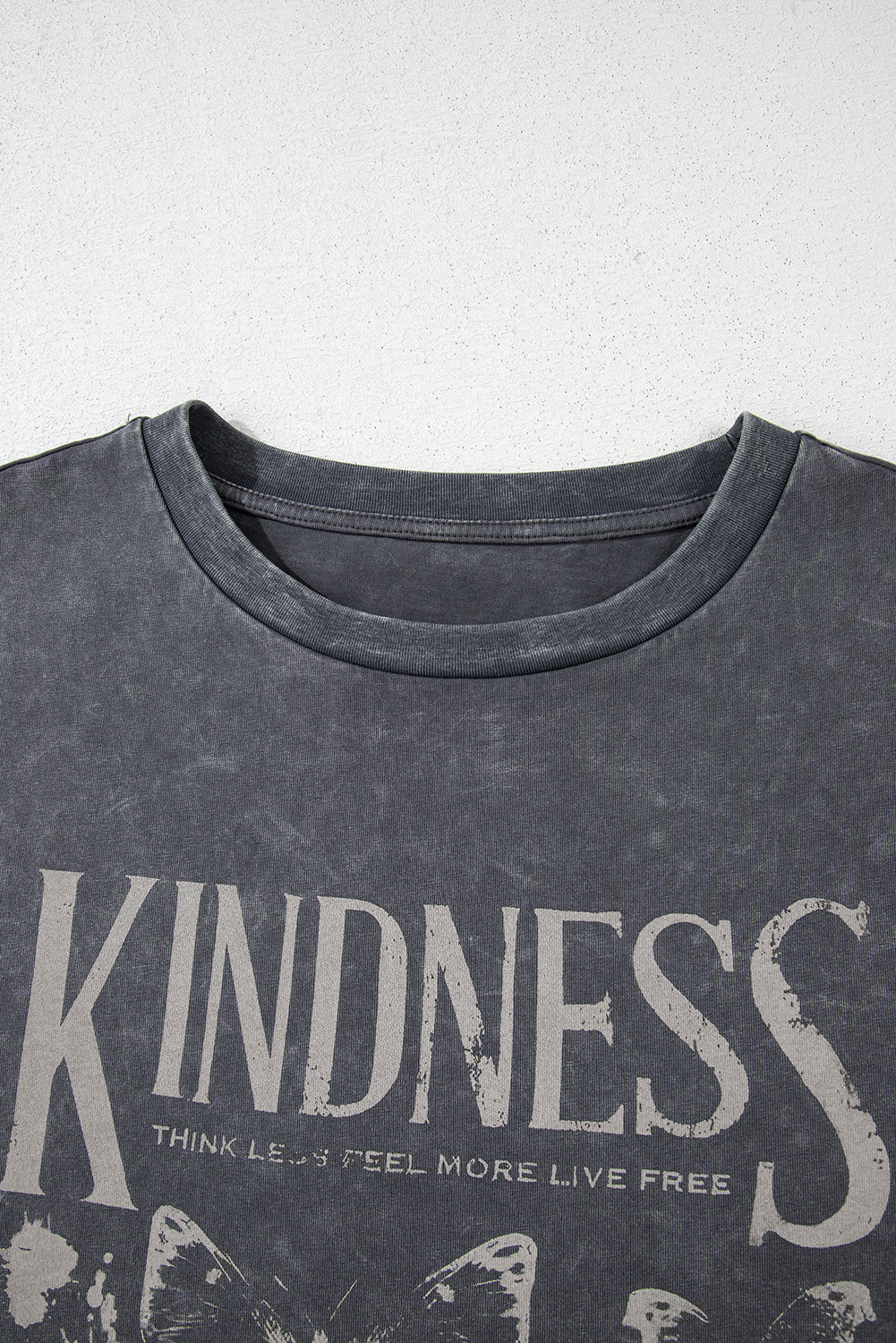 Dark Grey Kindness Butterflies Graphic Mineral Wash Loose Tee Graphic Tees JT's Designer Fashion