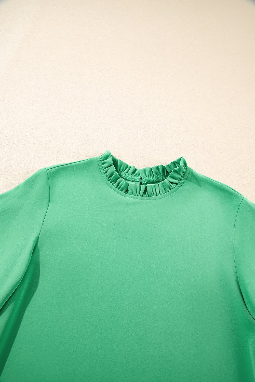 Green Frilly Round Neck Wide Half Sleeve Blouse Blouses & Shirts JT's Designer Fashion