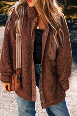Red Clay Faux Shearling Teddy Bear Jacket Jackets JT's Designer Fashion