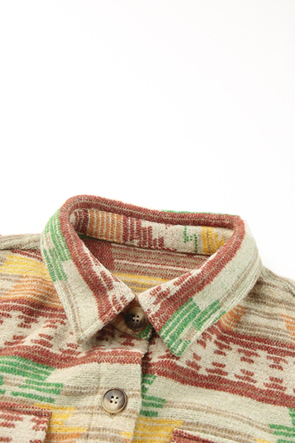 Yellow Western Aztec Print Button Flap Pocket Shacket Jackets JT's Designer Fashion