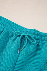 Skobeloff Textured Ruffle Split Top and Drawstring Shorts Short Sets JT's Designer Fashion