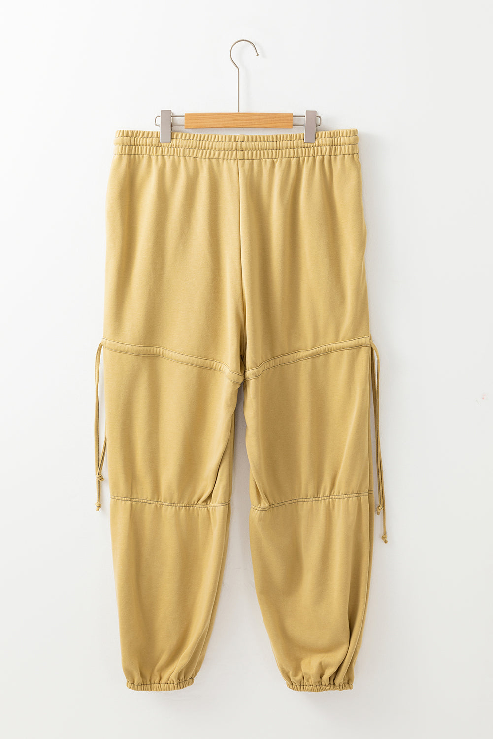 Beige Drawstring Adjusted Band High Waist Plus Size Pants Plus Size Bottoms JT's Designer Fashion
