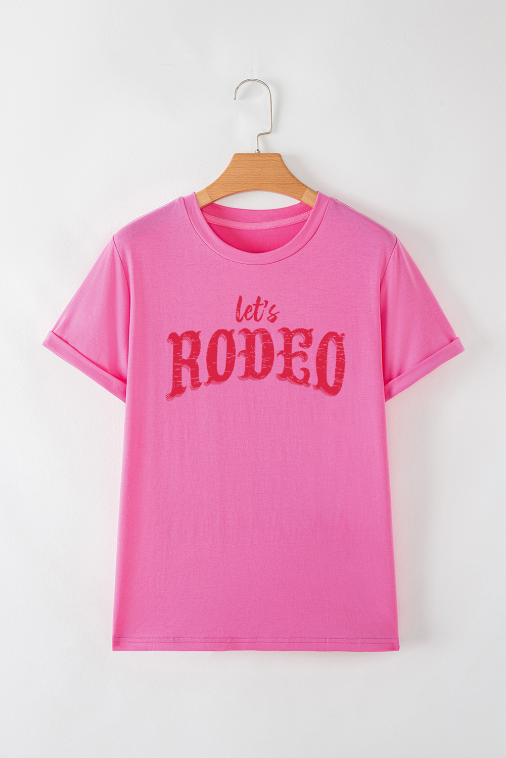 Rose Red Lets Rodeo Crew Neck Graphic Tee Graphic Tees JT's Designer Fashion