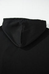 Black Solid Drop Shoulder Drawstring Cropped Hoodie Sweatshirts & Hoodies JT's Designer Fashion