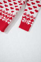 Fiery Red Merry Christmas Reindeer Heart Pattern High Neck Sweater Sweaters JT's Designer Fashion