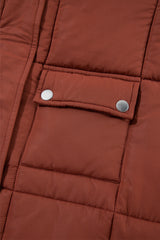 Coffee Quilted Puffer Stand Neck Zipped Mid-length Coat Coats JT's Designer Fashion