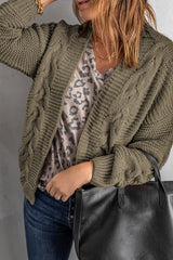 Olive Chunky Wide Long Sleeve Knit Cardigan Sweaters & Cardigans JT's Designer Fashion