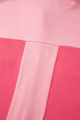 Peach Blossom Two Tone Contrast Waffle Knit Buttoned Loose Shacket Jackets JT's Designer Fashion