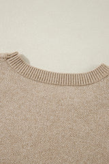 Parchment Flower Pattern Ribbed Trim Crew Neck Sweater Sweaters JT's Designer Fashion